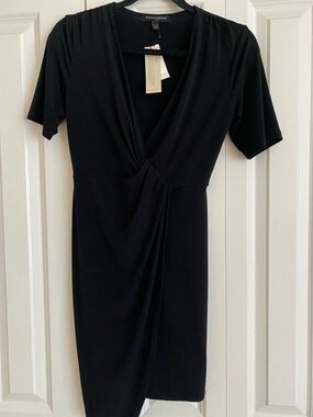 Banana Republic Black Faux-Wrap Midi Dress